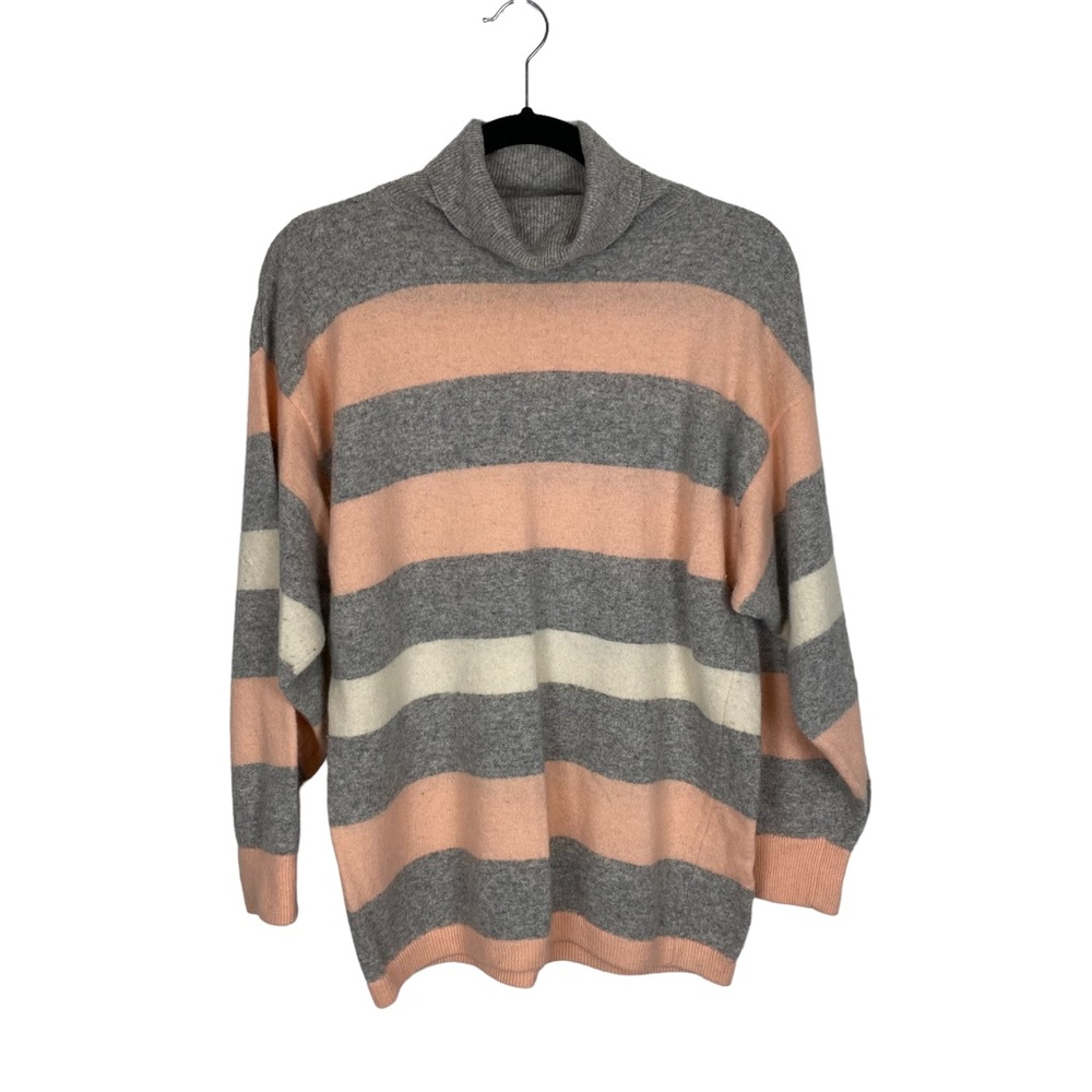 Vintage Lambswool and Angora Striped Turtleneck